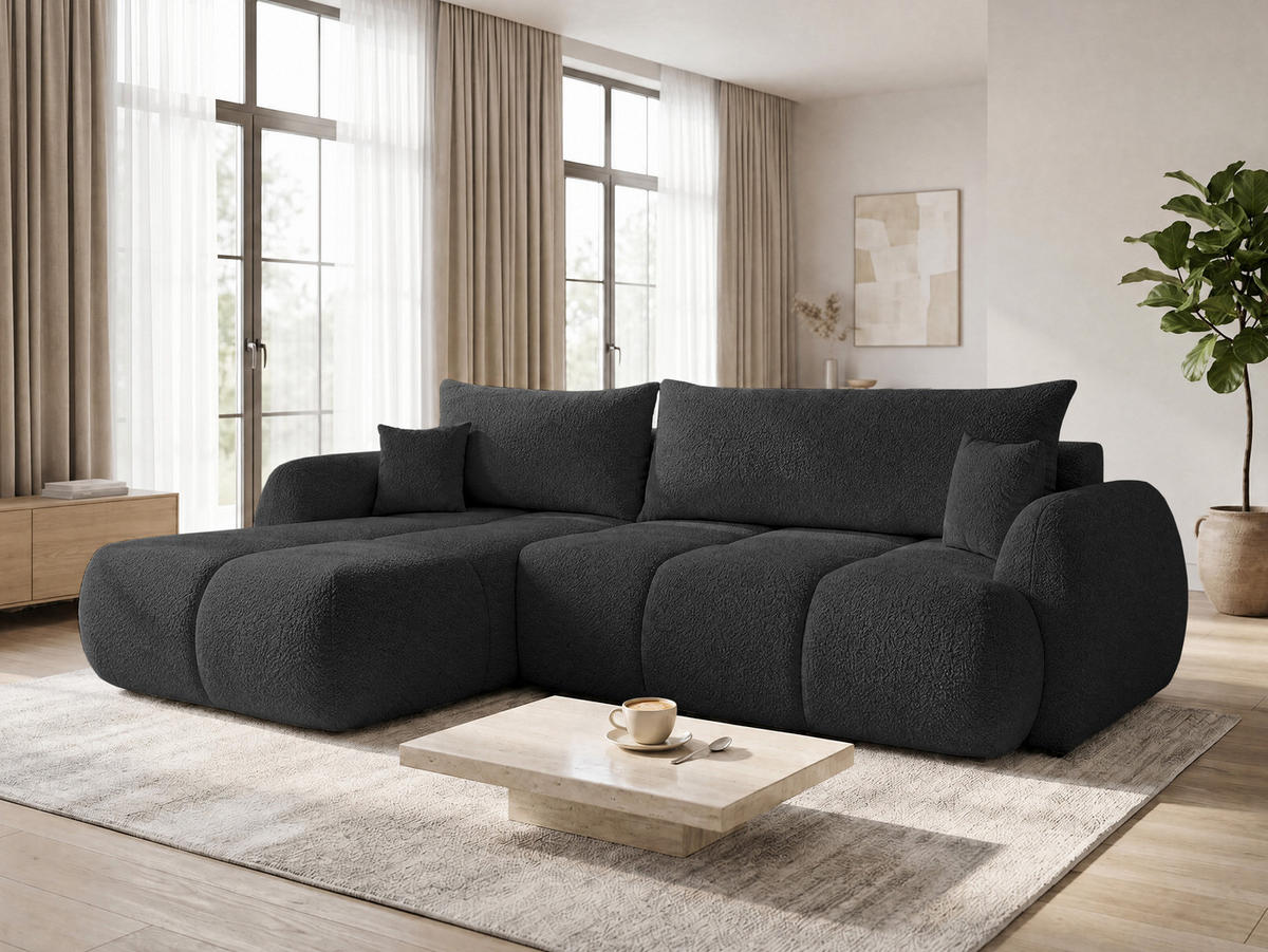 ECKSOFA Loria, Seite: Links - Schwarz, Holz/Kunststoff (273/183cm) - Sofnet