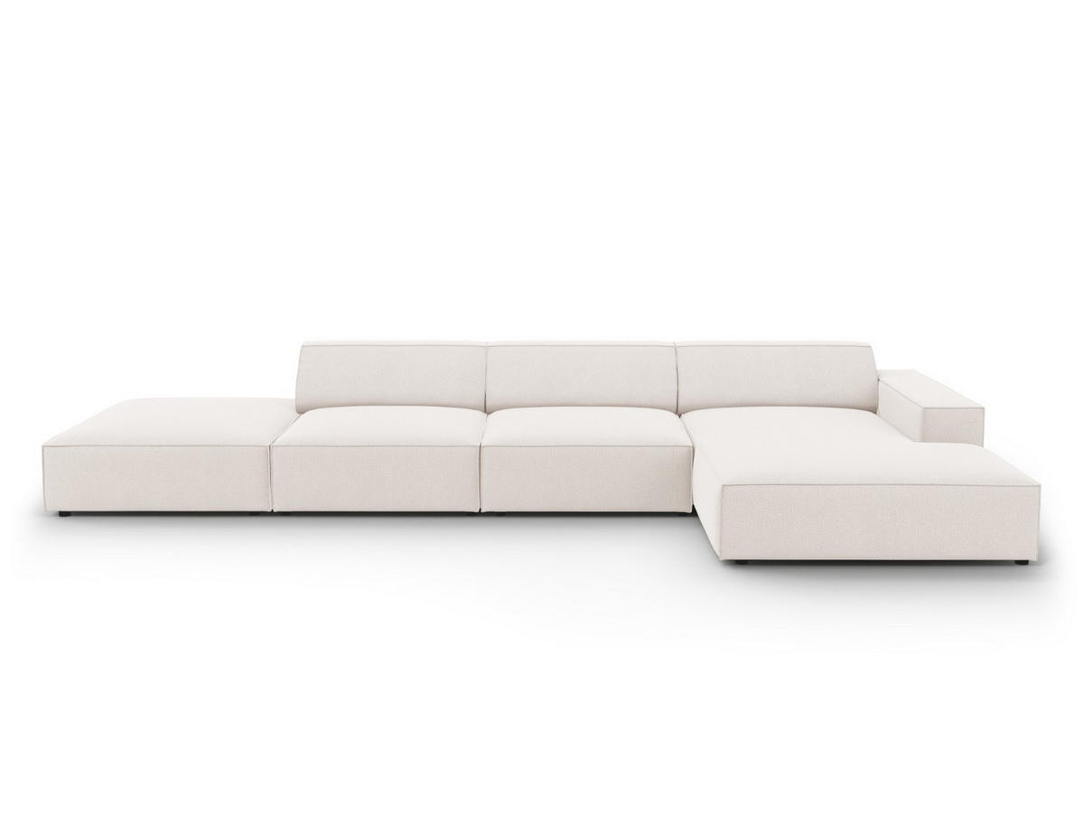 ECKSOFA rechts Jodie aus strukturiertem Stoff leichtes beige 5 Sitzplätze - Beige, Textil (166/341cm) - Micadoni