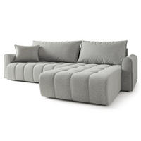 ECKSOFA FRIGA Hellgrau Strukturstoff mit Schlaffunktion - Hellgrau, Holz (283/185cm) - MASSENO