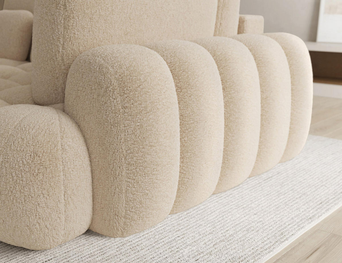 ECKSOFA COZION L-Form mit Schlaffunktion & Bettkasten – Modernes 3-Sitzer Sofa, HR-Kaltschaum, Wellenfederung, 267 × 165 cm - Creme/Schwarz, Kunststoff (267/165cm) - Wohnideebilder