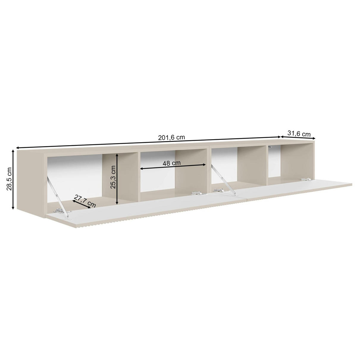 TV stolek Veldio závěsný bílý 200/28/32 cm - bílá, kompozitní dřevo (201.6/28.5/31.6cm) - Selsey