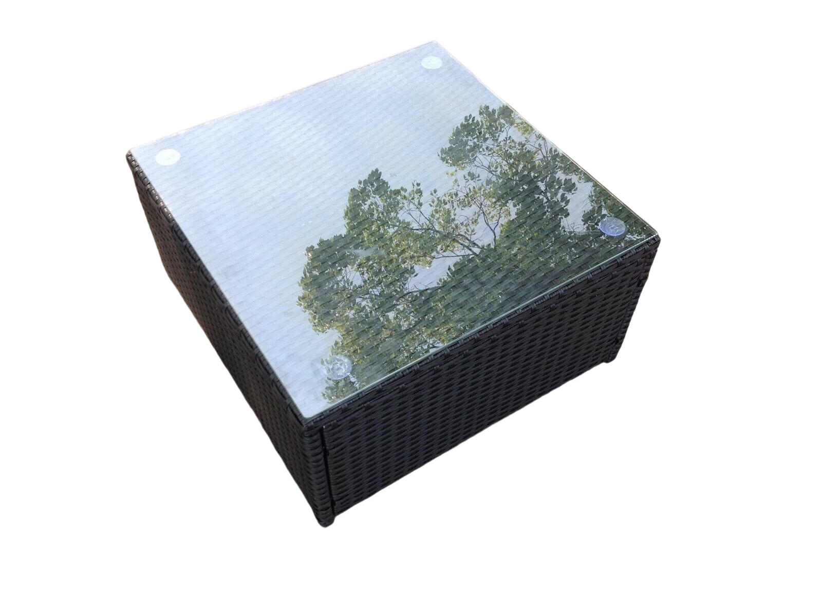 GARTENMÖBEL COUCHTISCH Polyrattan 1-teilig - Schwarz, Glas/Kunststoff (65/65/37cm) - Fimous