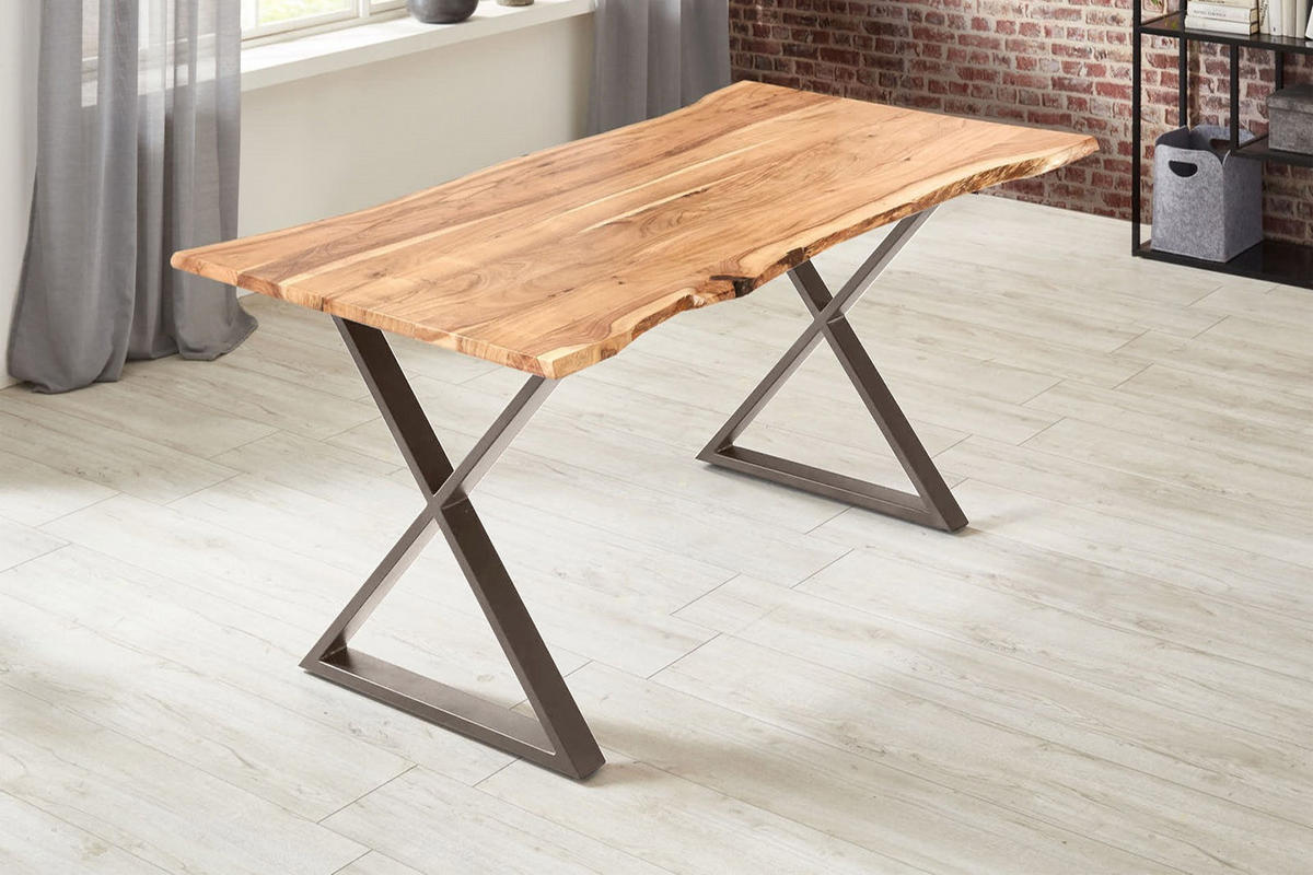 ESSTISCH KASIMIR - Chromfarben/Edelstahlfarben, Holz/Metall (80/120/77cm) - SAM
