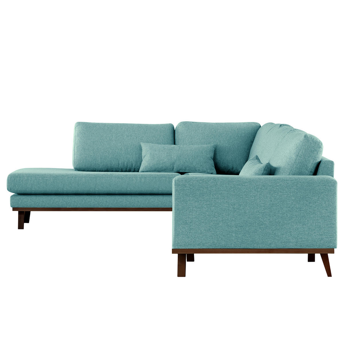 ECKSOFA mit Ottomane - Buchefarben/Petrol, Buchenholz/Textil (287/219cm) - home24