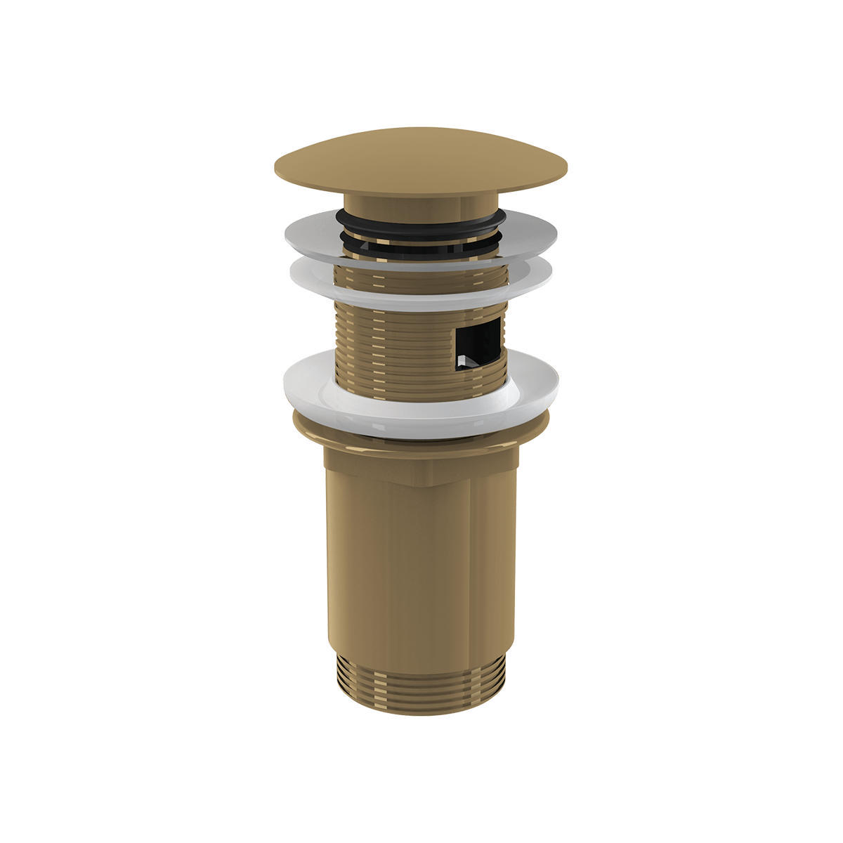 ABLAUFVENTIL Waschbecken CLICK/CLACK 5/4" Ganzmetall mit Überlauf Gold-gebürstet matt - Goldfarben, Kunststoff (7.5/7.5/15cm) - Alcadrain