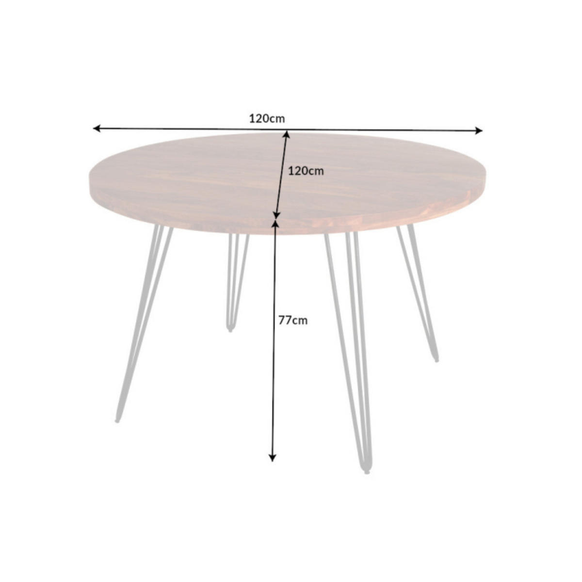 ESSTISCH SCORPION rund Akazie Natur 120cm - Schwarz/Braun, Holz/Metall (120/120/77cm) - riess-ambiente