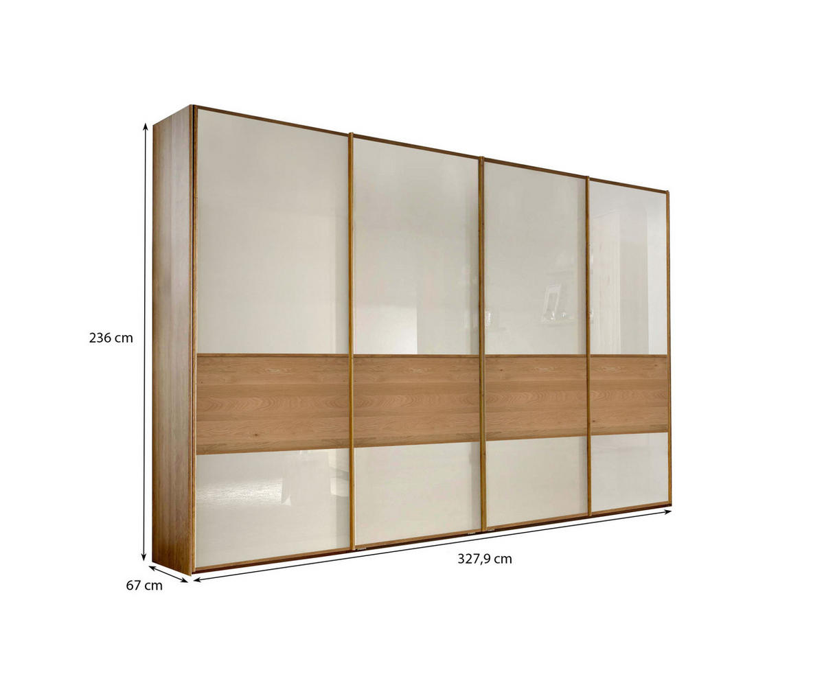 SCHLAFZIMMER Lenvara mit in Champagner 4-teilig mit Schwebetürenschrank Breite mit Spiegel, Passepartout, zwei Nachttische und Komfortbett - Braun, Holzwerkstoff (80/200/120cm)