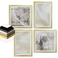 WANDBILDER 4er Set - 50x50 cm & 40x60 cm Goldrahmen - Minimalismus der Farbstruktur - Goldfarben, Kunststoff (50/50cm) - ArtPrintCave