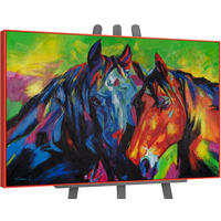 GEMÄLDE Vielfarbige Mähnen Schattenfugenrahmen Rot 120x80 cm - Rot, Holz (120/80cm) - YS-art gallery