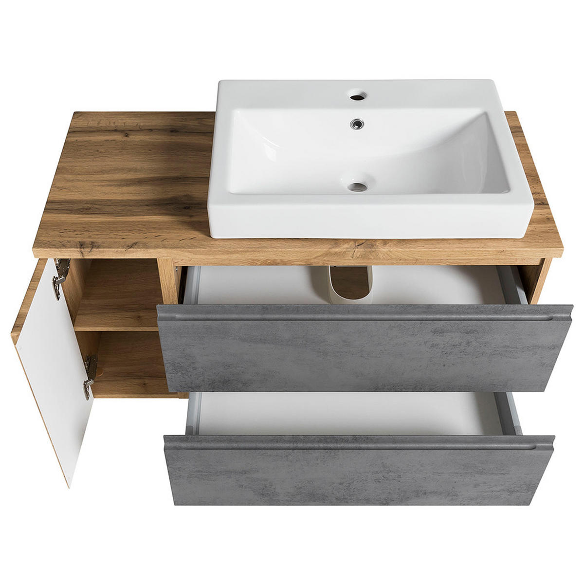 BADMÖBEL-SET 5-TLG. Vasto-03 - Grau, Holzwerkstoff (265/200/47cm) - Lomado