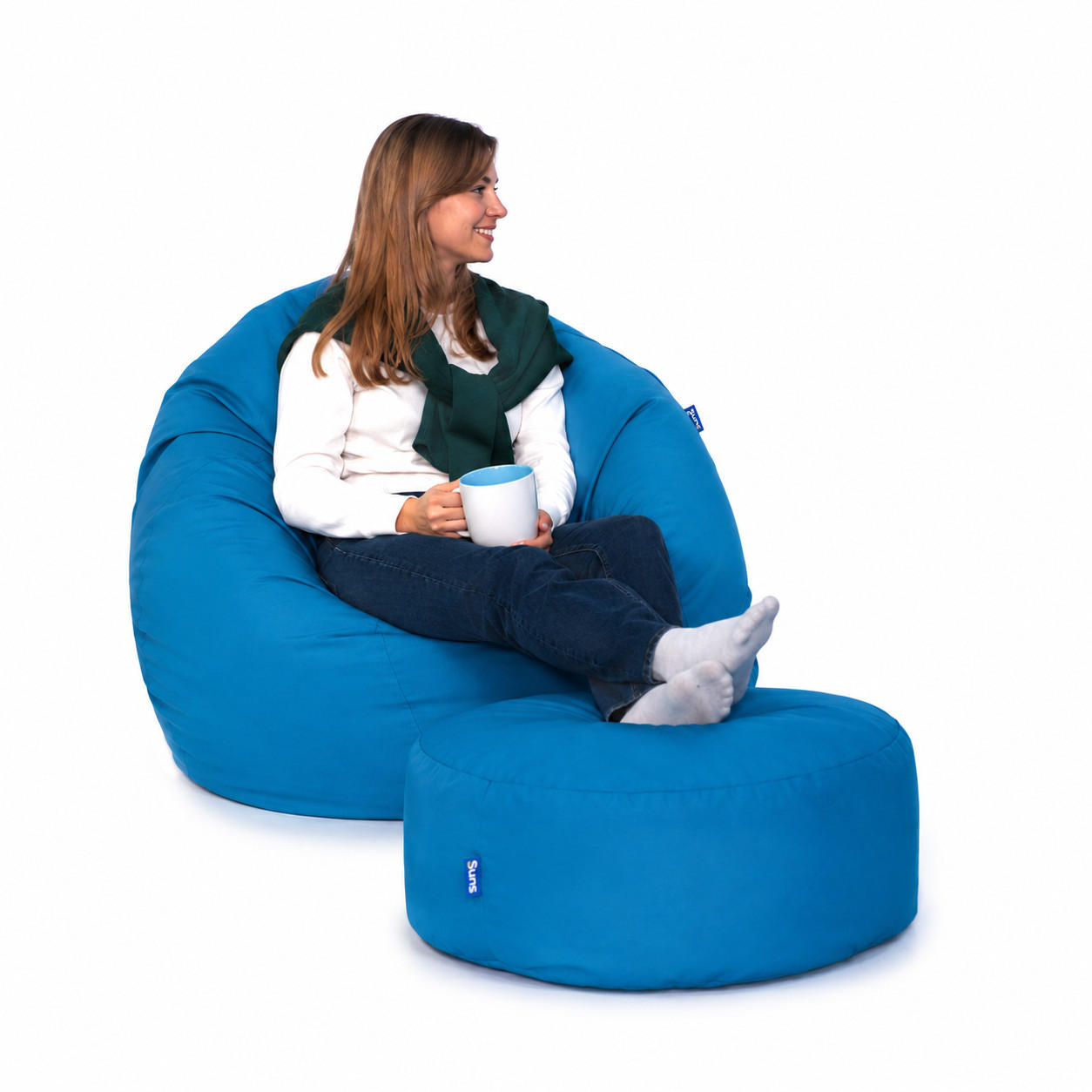 Bruni Sitzsack Blau, Blau 90x90x90 cm