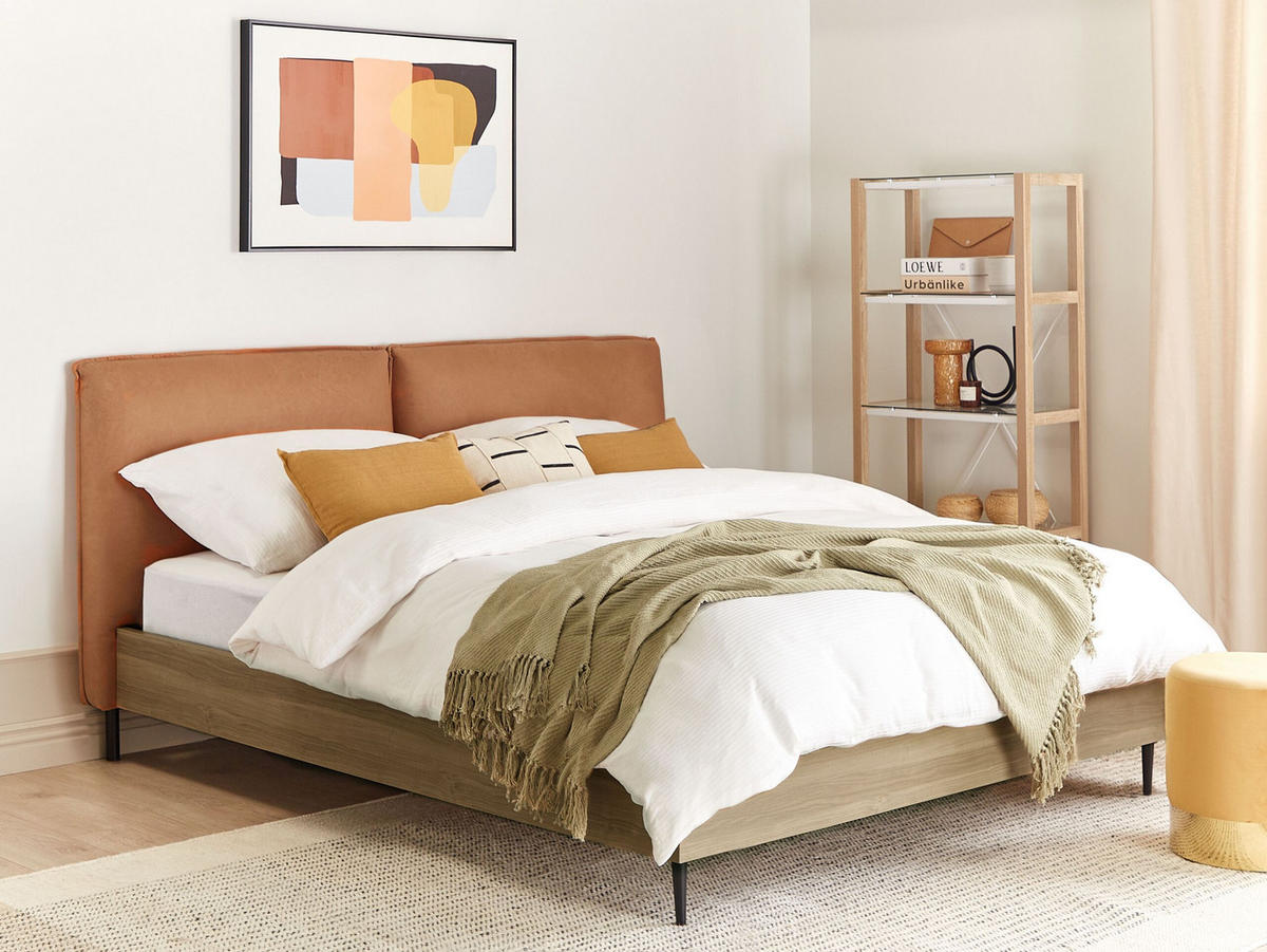 BETT 180/200cm Goldbraun Limanton - Braun, Kunststoff/Textil (180/200cm) - Beliani