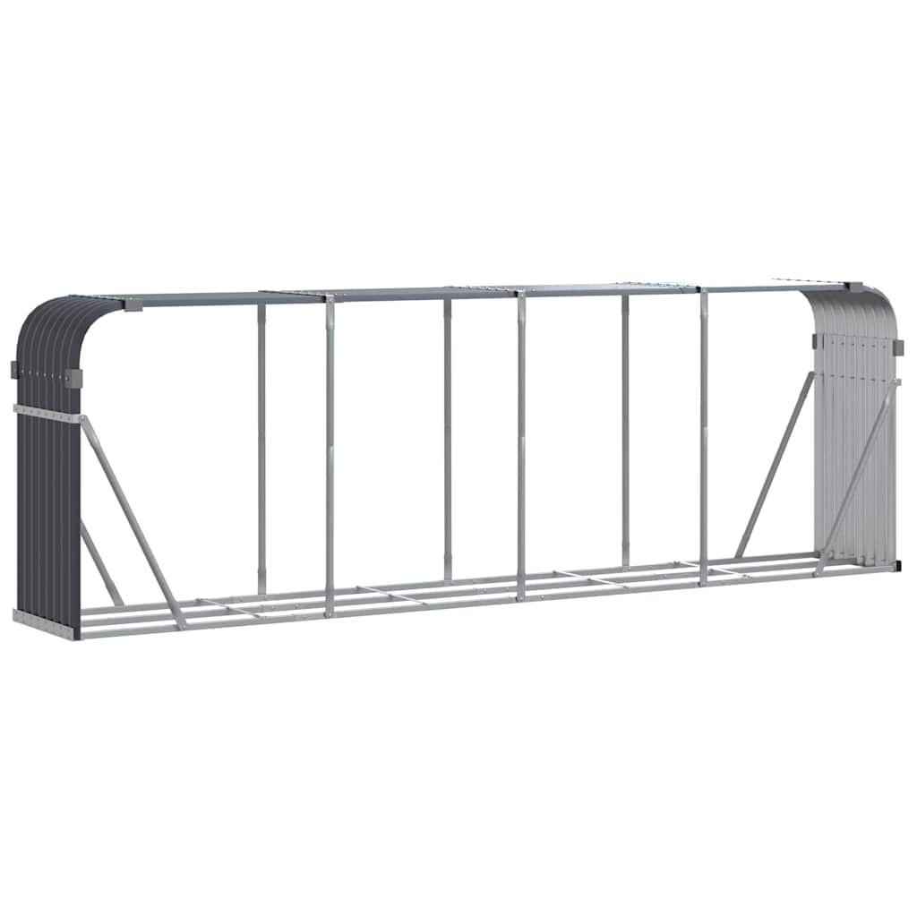 KAMINHOLZUNTERSTAND Anthrazit 300/45/100 Cm Verzinkter Stahl - Anthrazit, Metall (300/100/45cm) - vidaXL