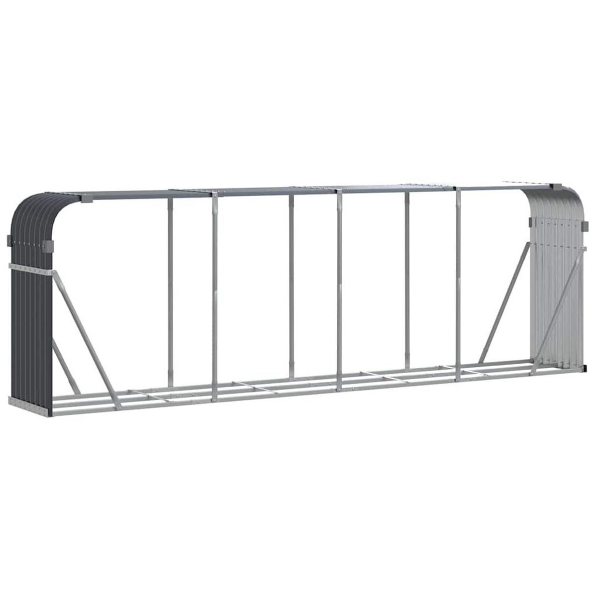 KAMINHOLZUNTERSTAND Anthrazit 300/45/100 Cm Verzinkter Stahl - Anthrazit, Metall (300/100/45cm) - vidaXL