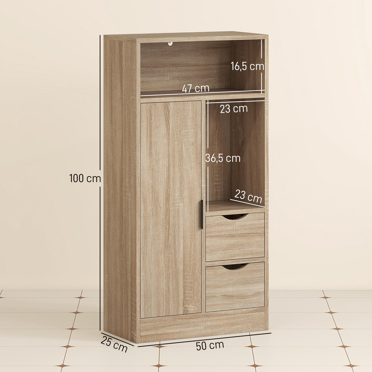 MIDISCHRANK DE-17351 Naturholz - Naturfarben, Holzwerkstoff (25/100/50cm) - ComfortXL