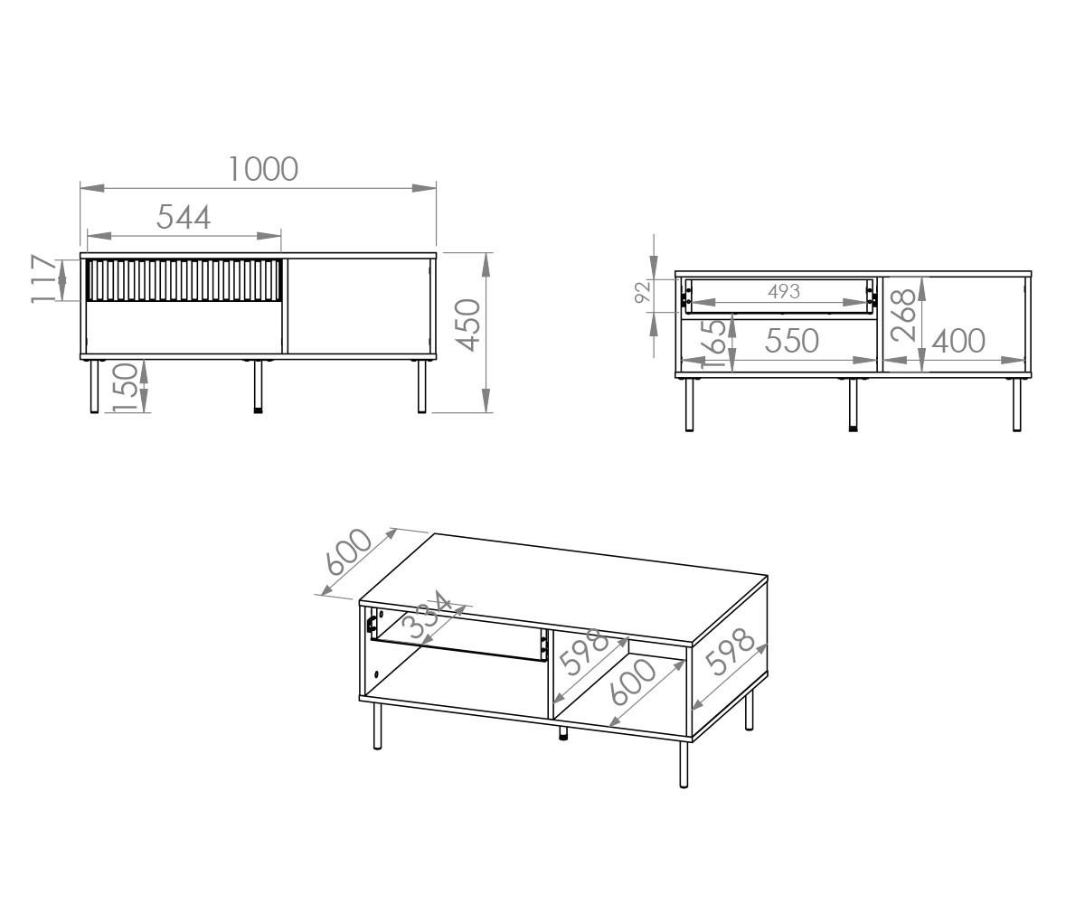 COUCHTISCH Sophie kaschmir matt 100 / 60 / 45cm - Braun, Holz/Holzwerkstoff (60/100/45cm) - Feldmann-Wohnen