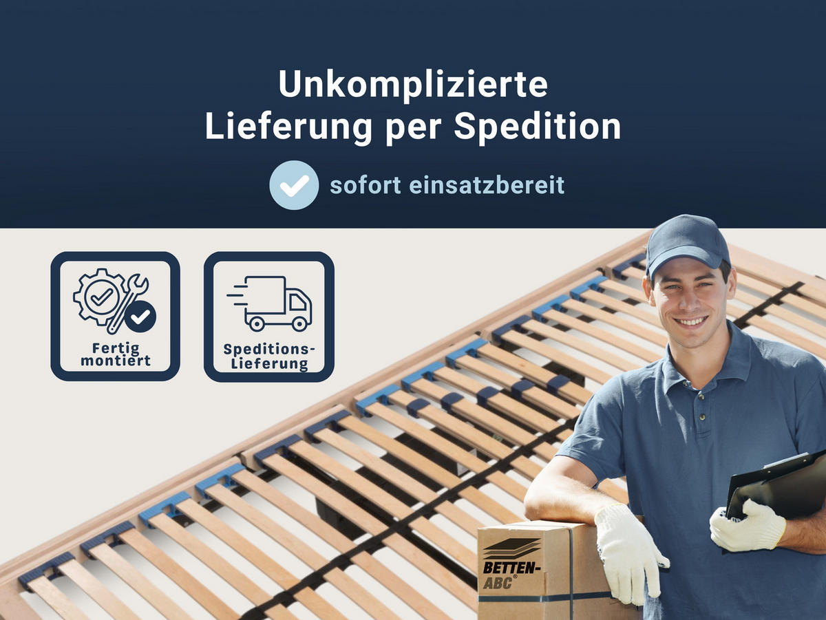 LATTENROST Max1 Elektro – Elektrischer Lattenrost mit Kopf- & Fußteilverstellung und Funkfernbedienung - Weiß, Holz (120/220cm) - Betten-ABC