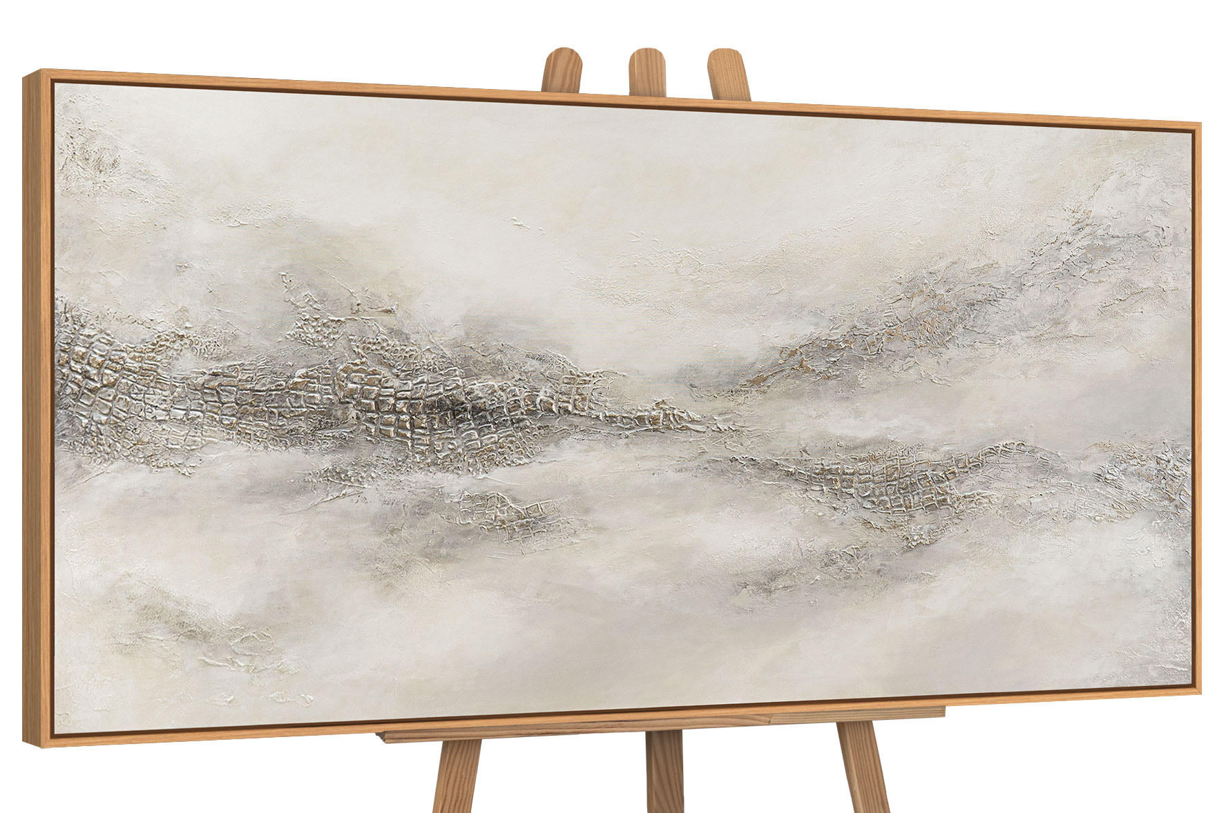 GEMÄLDE Nebulöse Ferne Schattenfugenrahmen Eichefarben 160x80 cm - Eichefarben, Holz (160/80cm) - YS-art gallery