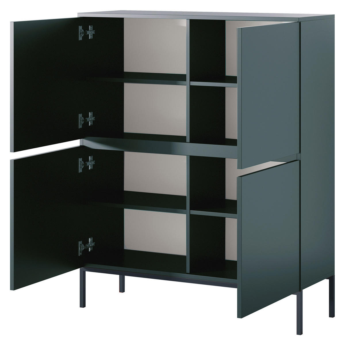HIGHBOARD Bemmi Dunkelgrün mit Metallbeinen 100 cm - Dunkelgrün/Schwarz, Holzwerkstoff/Metall (100/122/35cm) - Selsey