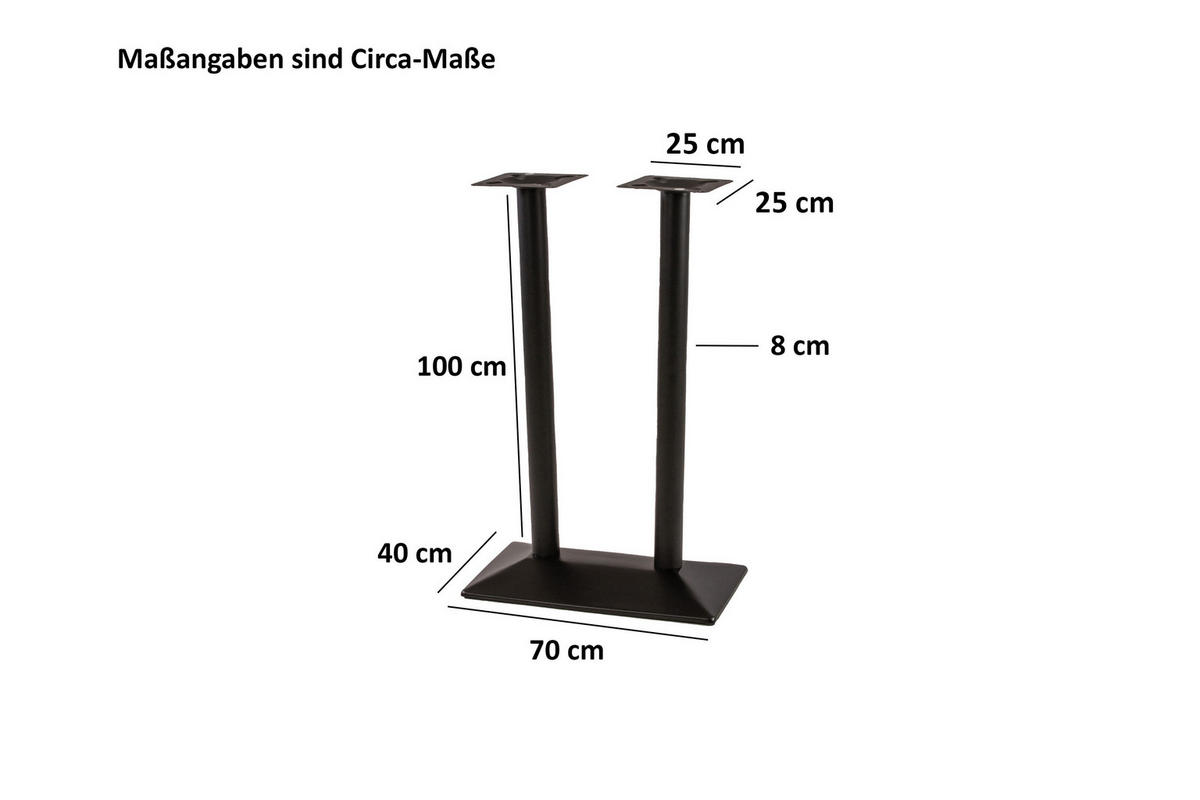 TISCHGESTELL STANDFUß DOPPELSÄULE HOCH - Silberfarben, Metall (70/110/40cm) - SAM