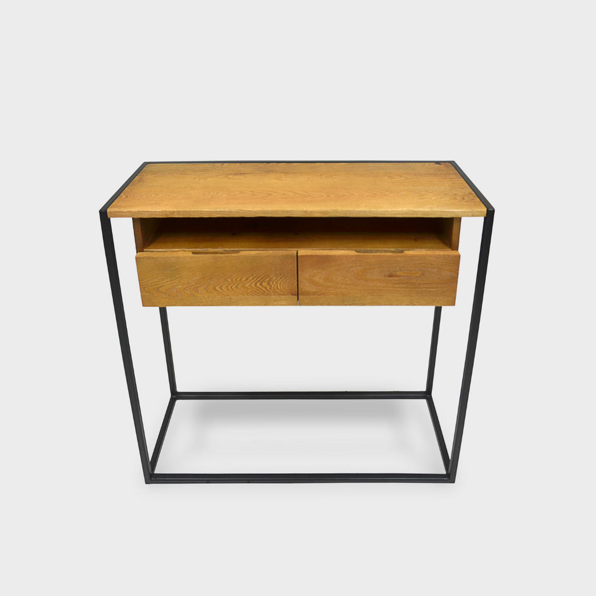 KONSOLENTISCH loft aus Massivholz mit Metallbeinen - Eichefarben, Holz (95/90/30cm) - Rawood Furniture