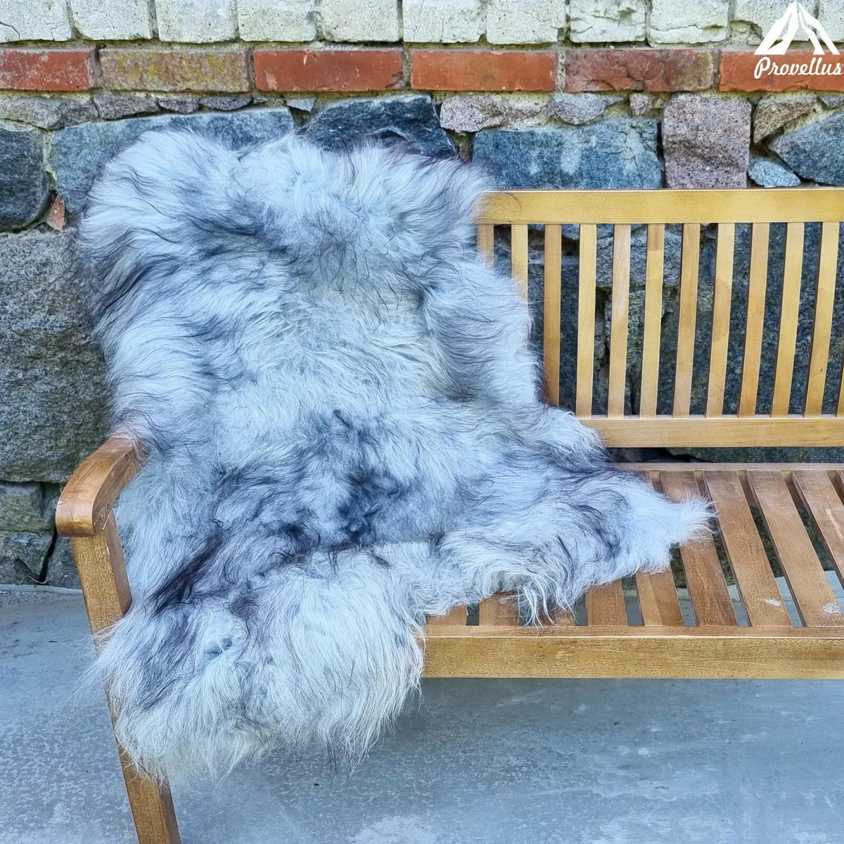 SCHAFFELL Langhaar skandinavisch weich chromfrei Hellgrau-Schwarz geflammt ca. 115 cm - Hellgrau/Schwarz, Fell (65/115cm) - Provellus