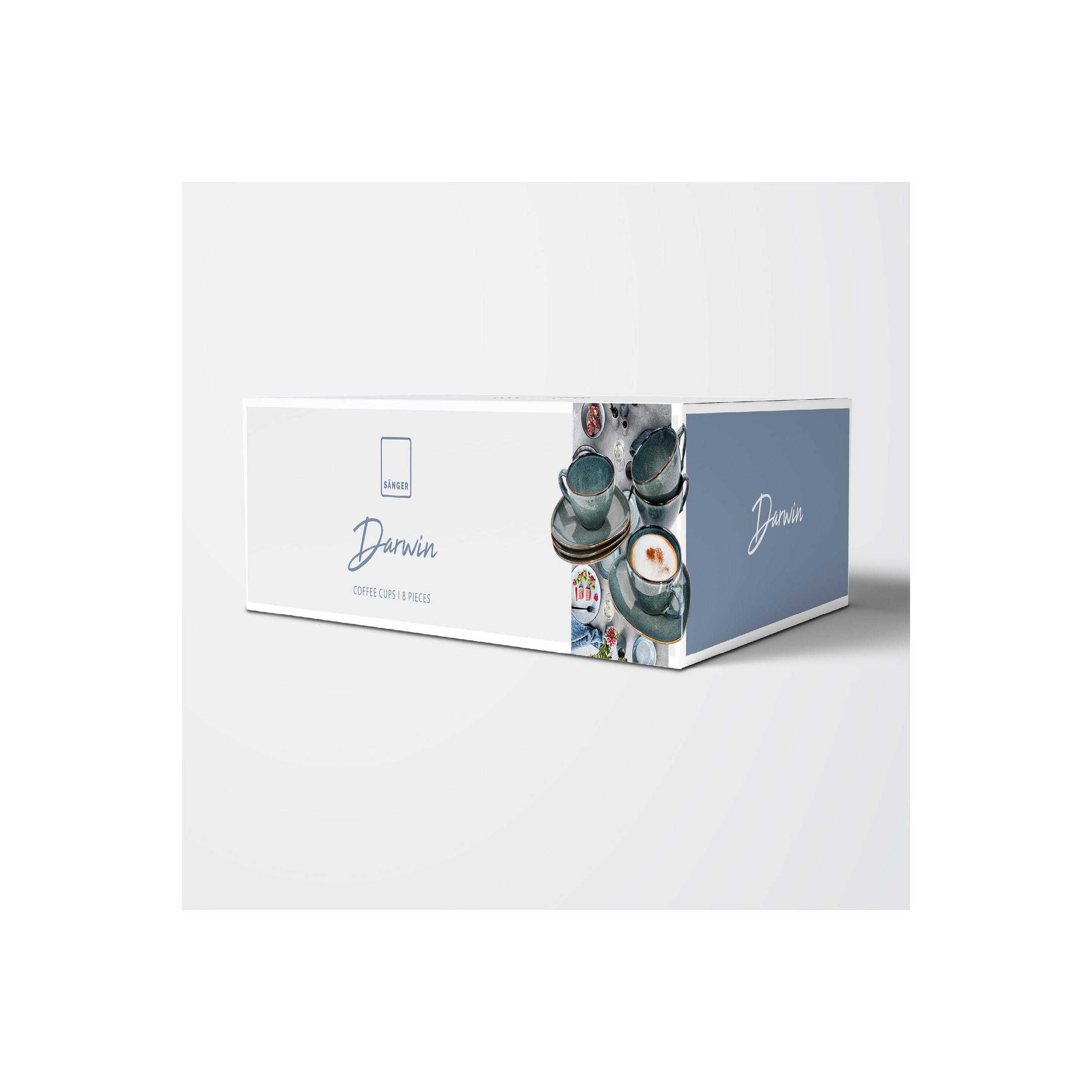 KAFFEETASSEN SET DARWIN - für 4 Personen aus Steingut - Blau, Keramik (27/39/20cm) - Sänger