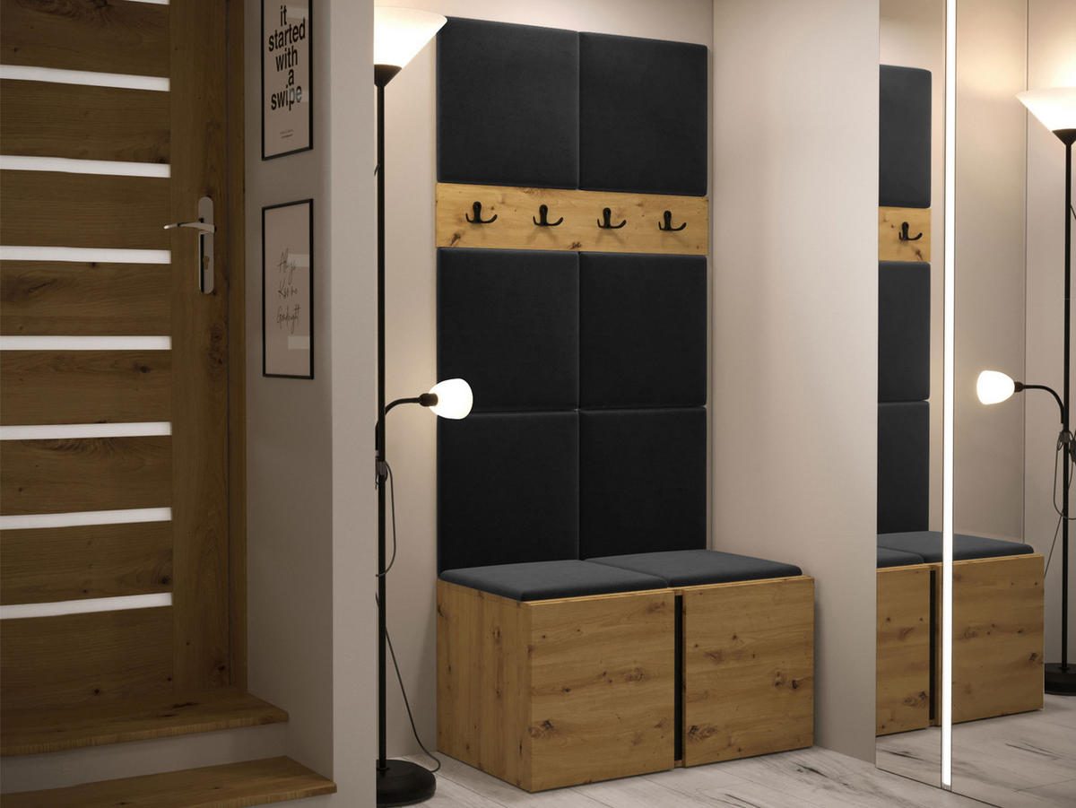 GARDEROBEN-SET Orion IV - Anthrazit/Eiche Artisan, Holzwerkstoff/Kunststoff (84/186/46cm) - MIRJAN24