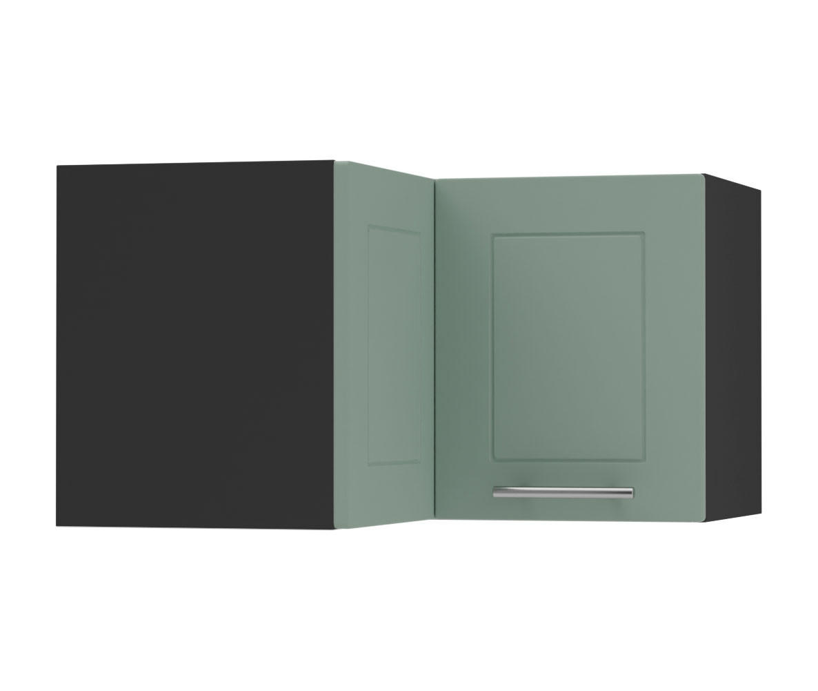 ECKHÄNGESCHRANK Kvantum W12/60/36 Mint Matt / Schwarz Matt 60 / 60 / 36cm - Schwarz/Mintgrün, Holz/Holzwerkstoff (60/36/60cm) - Feldmann-Wohnen