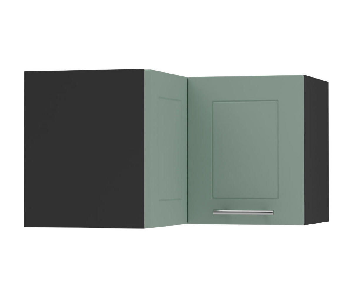 ECKHÄNGESCHRANK Kvantum W12/60/36 Mint Matt / Schwarz Matt 60 / 60 / 36cm - Schwarz/Mintgrün, Holz/Holzwerkstoff (60/36/60cm) - Feldmann-Wohnen