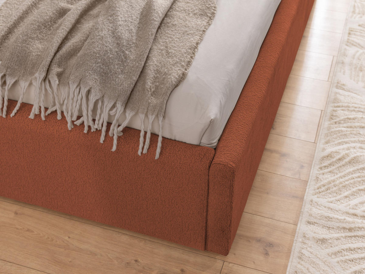 POLSTERBETT 180/200 cm Josy im Designer-Look mit Bettkasten und Lattenrost aus Terrakotta Chenille-Stoff - Terra cotta/Schwarz, Holz/Kunststoff (180/200cm) - S-Style Möbel