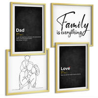 BILDER SET 4er Set - 50x50 cm & 40x60 cm Goldrahmen - Definitionen der Liebe in Familienzeichnungen - Goldfarben, Kunststoff (50/50cm) - TULUP