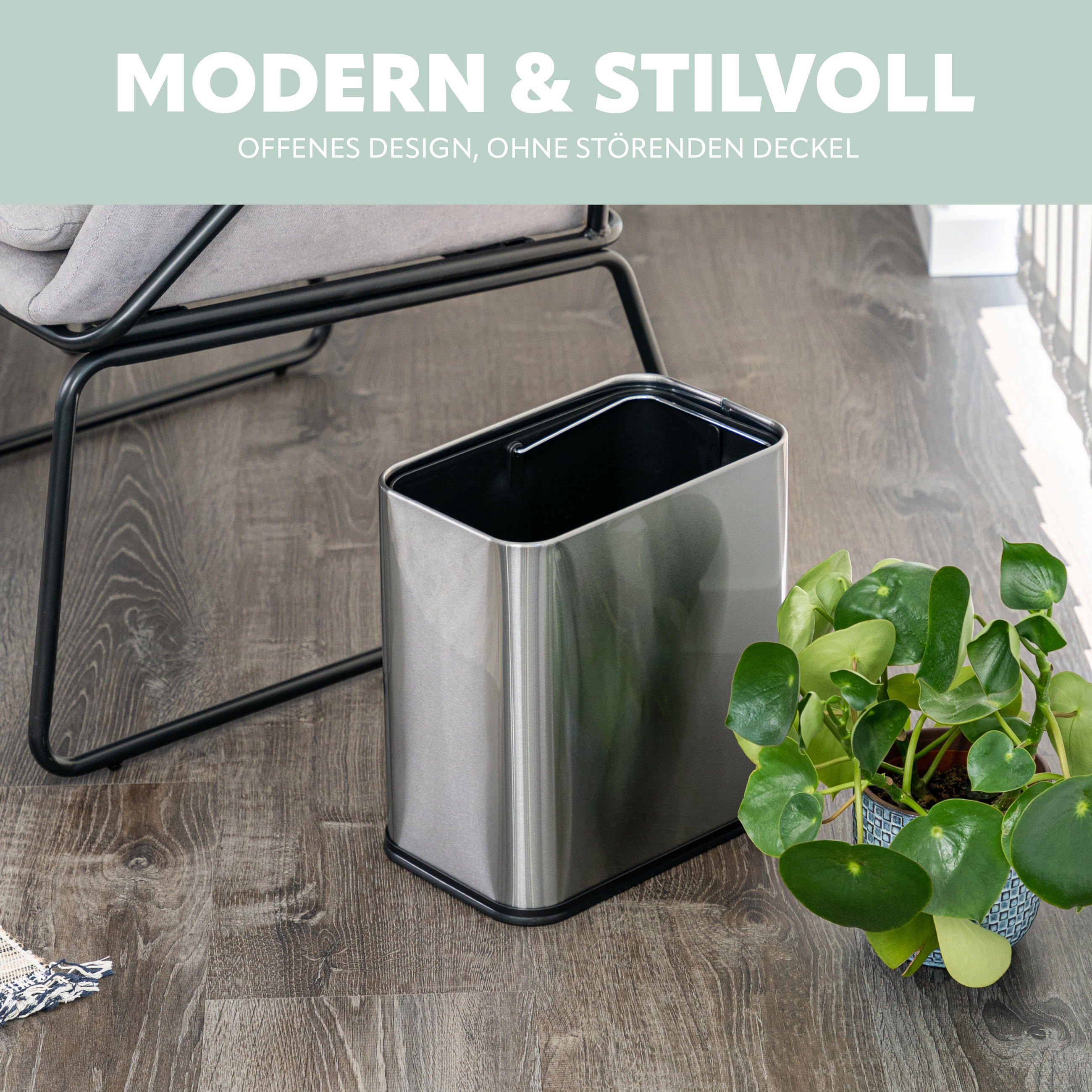 ABFALLEIMER, silber - Edelstahlfarben, Metall (28/29.5/18cm) - bremermann