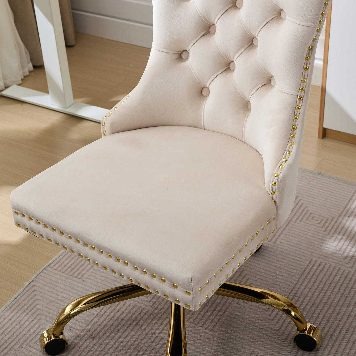 BÜRUSTUHL Beige Höhenverstellbar - Beige, Metall (63/98/50cm) - PANGIVO