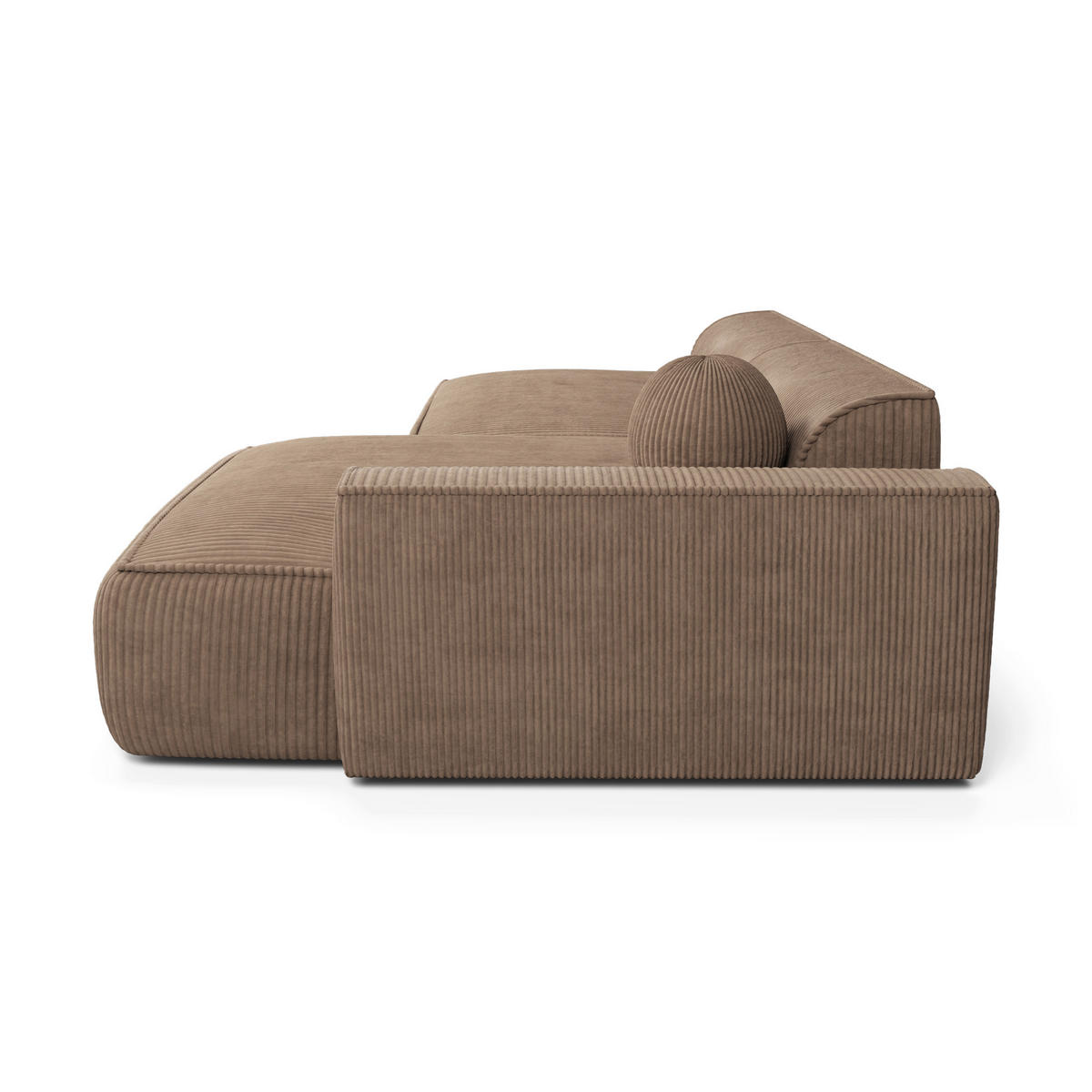 ECKSOFA RECHTS Gerippter Samt Taupe 260cm - Taupe, Textil (260/155cm) - Sia Home