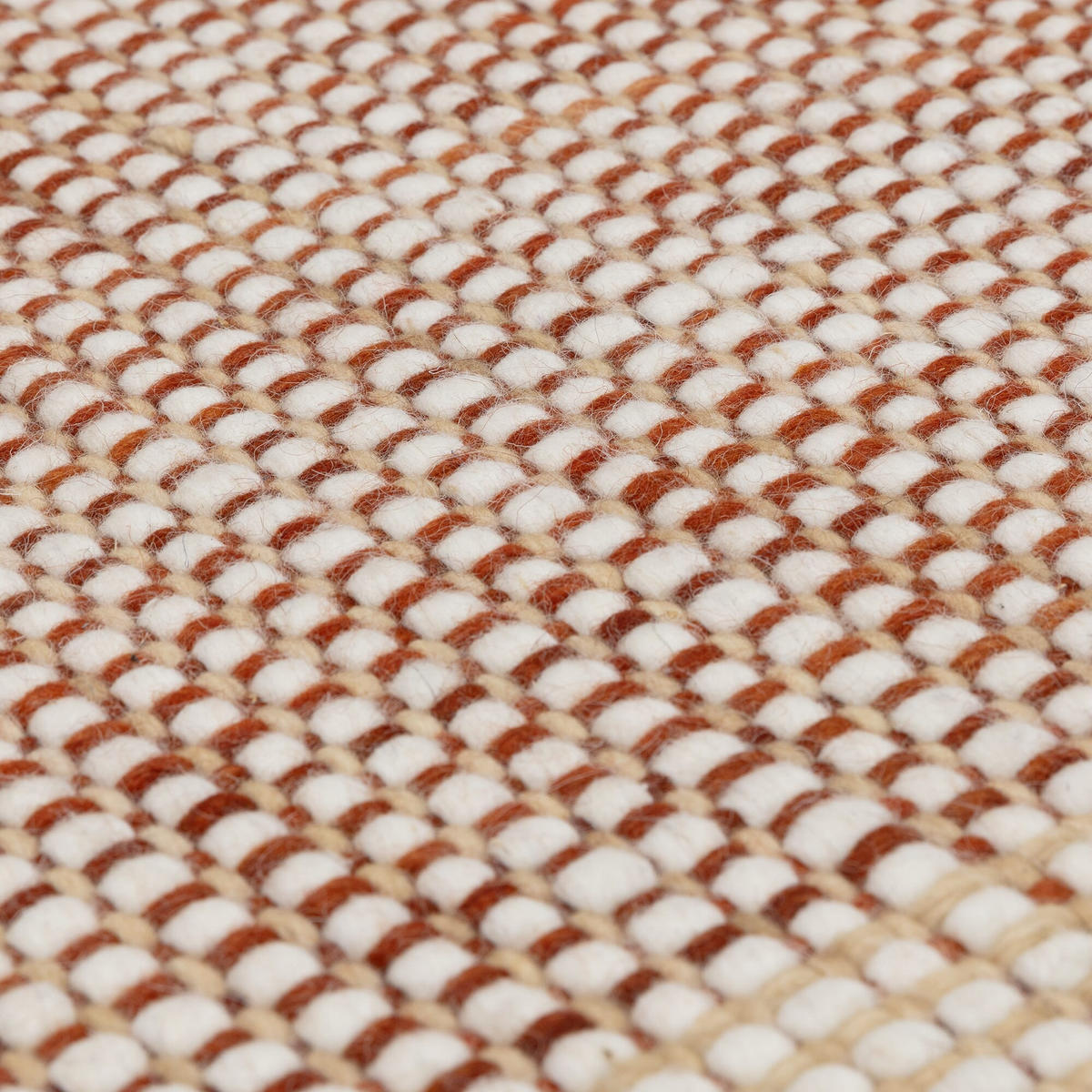 TEPPICH Wolle handgewebt mit Korbmuster Fransen PISA, Terrakotta 120x170 cm - Terra cotta, Textil (120/170cm) - KADIMA DESIGN