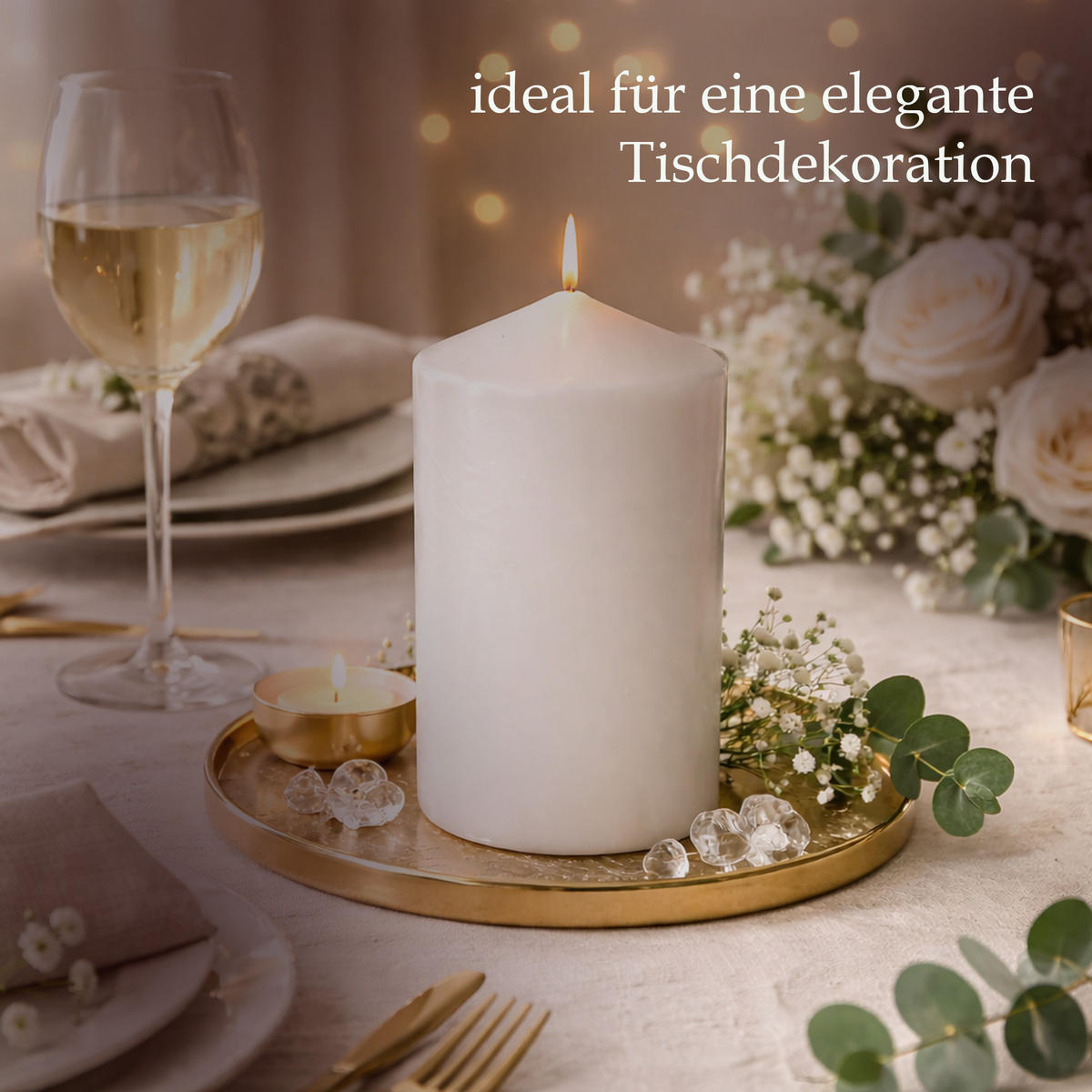 STUMPENKERZEN Ø7cm x 15cm Weiß (2er Pack) - Weiß, Naturmaterialien (15cm) - HS Candle