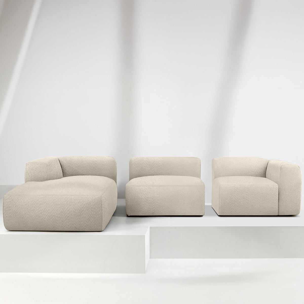 ECKSOFA LINKS BUFFO, Hellbeige - Beige, Holz/Holzwerkstoff (285/176cm) - KONSIMO®