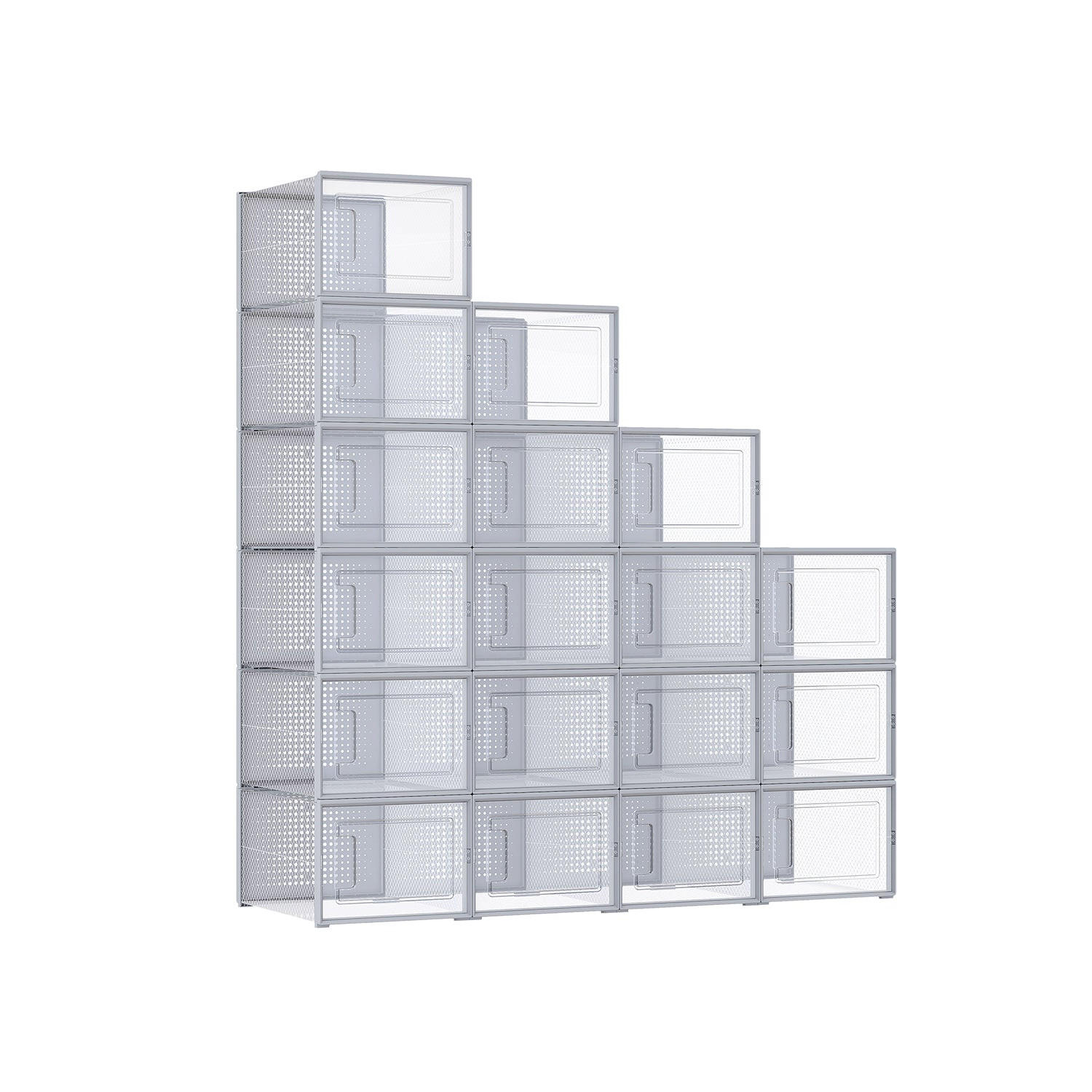 SCHUHBOXEN ABIDJAN 18ER-SET - Grau, Kunststoff (25.2/19/35cm) - Hansiro