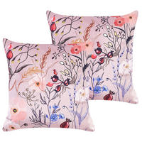 DEKOKISSEN 2er-Set Pastellrosa 45/45 cm Anemones - Pink, Textil (45/45cm) - Beliani