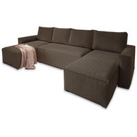 ROHOVÁ SEDAČKA ASPRA hnědá - šedá/hnědá, dřevo/textil (295/140cm) - MASSENO