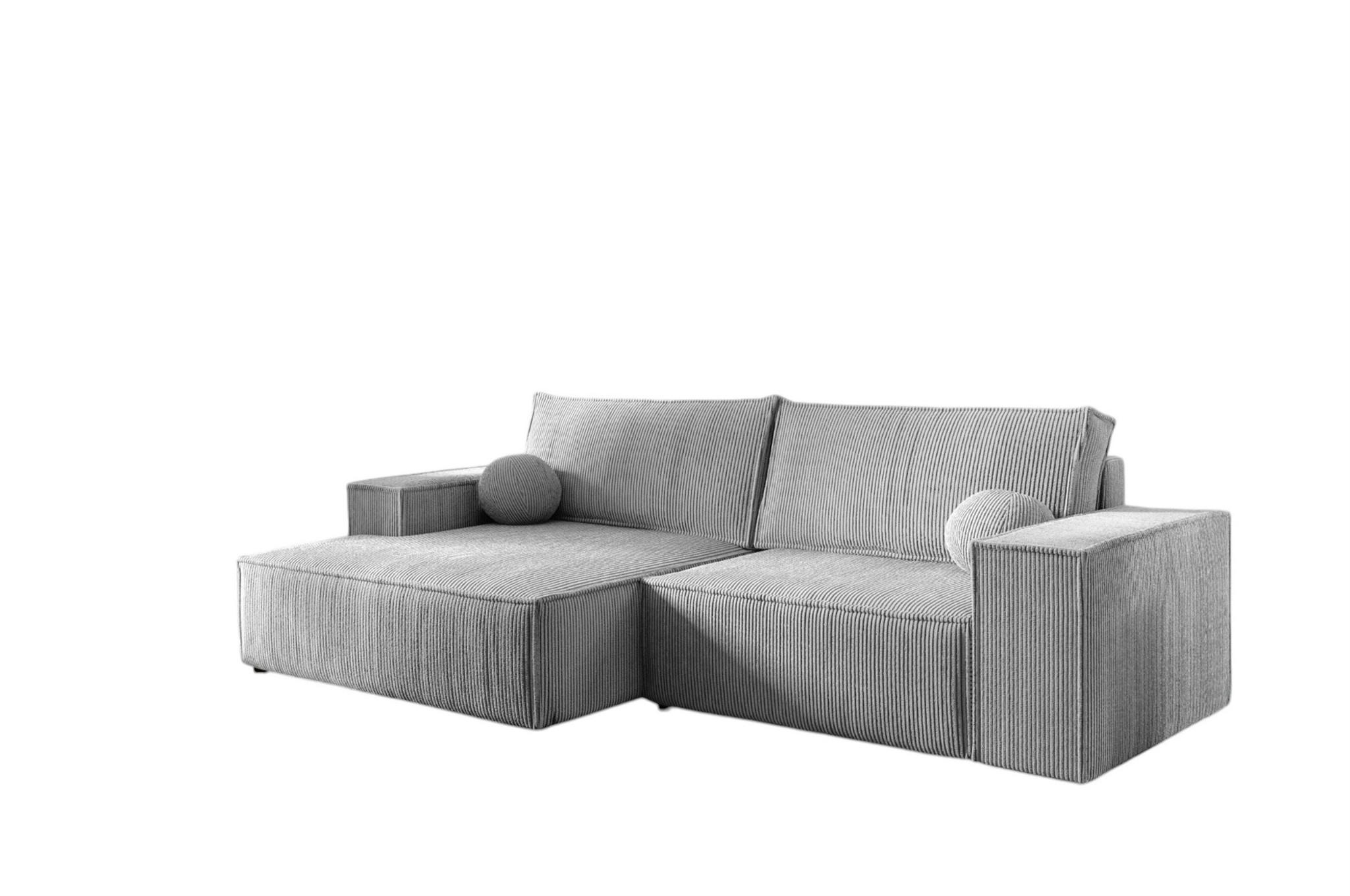 ECKSOFA Corunia Xs - Blaugrau, Holzwerkstoff/Textil (255/148cm) - Fun Möbel