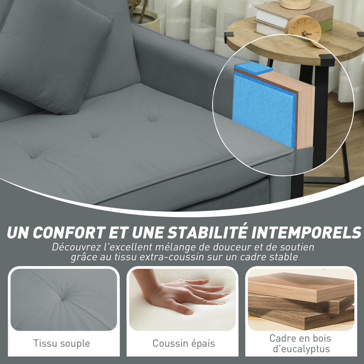 SCHLAFSOFA 3-Sitzer DE-13415 Grau - Grau, Textil (196/89/90cm) - ComfortXL