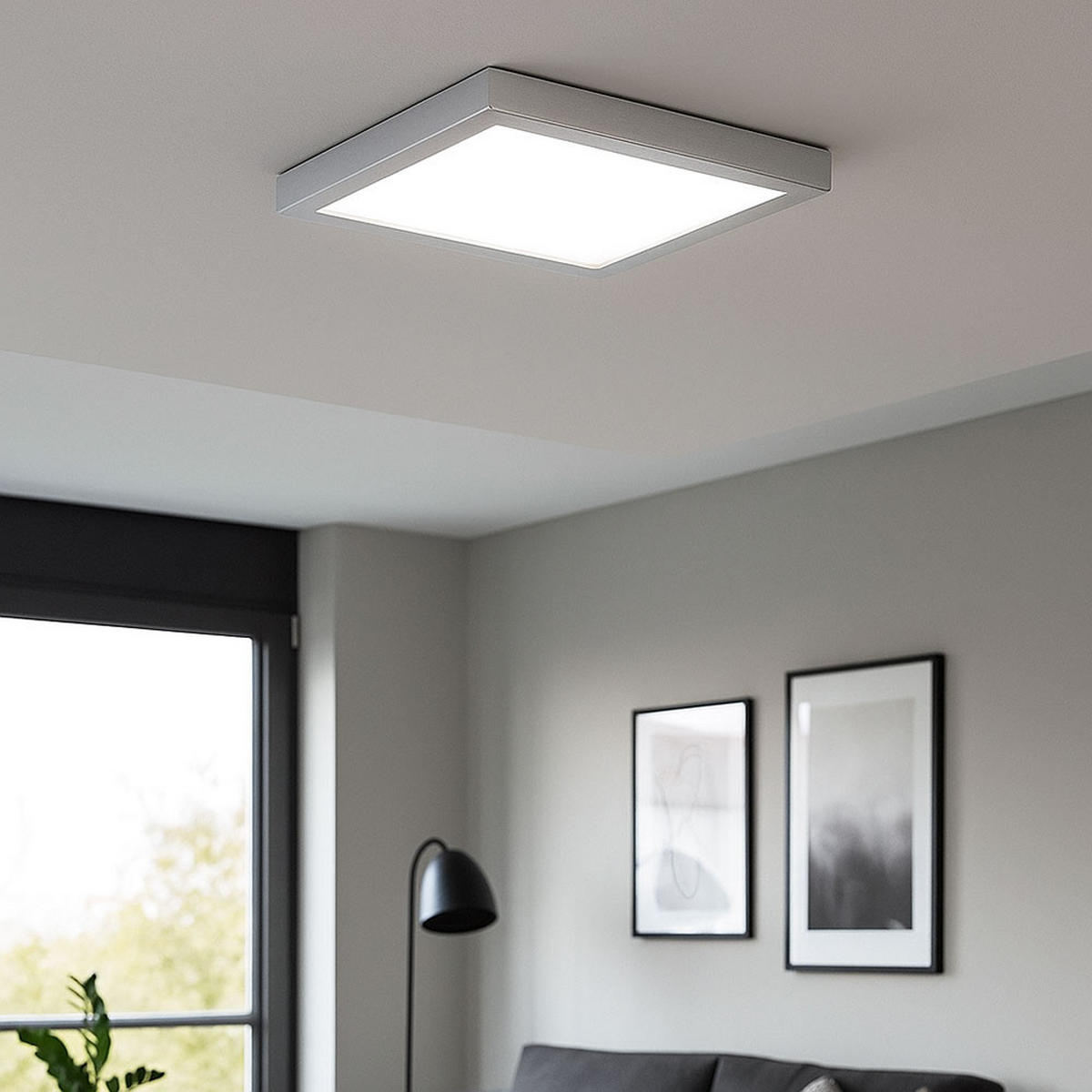 LED DECKENLEUCHTE Chrom 30 cm - Silberfarben, Metall (30/30/3.2cm) - Briloner