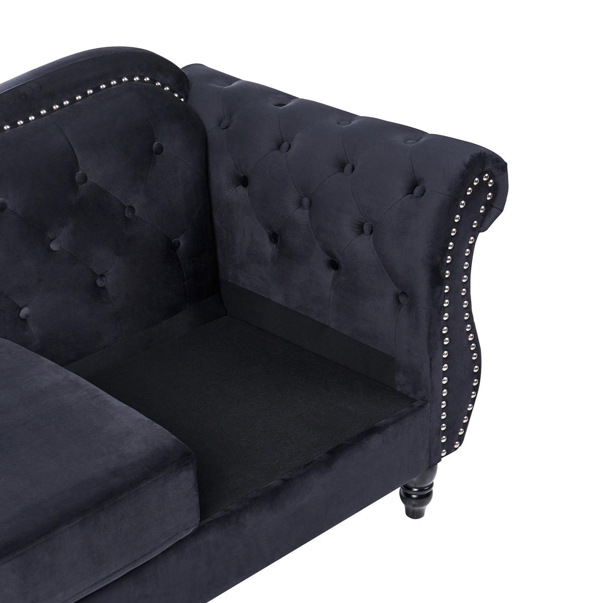 3-SITZER-SOFA Samtstoff Schwarz Skien - Schwarz, Textil (204/86/78cm) - Beliani
