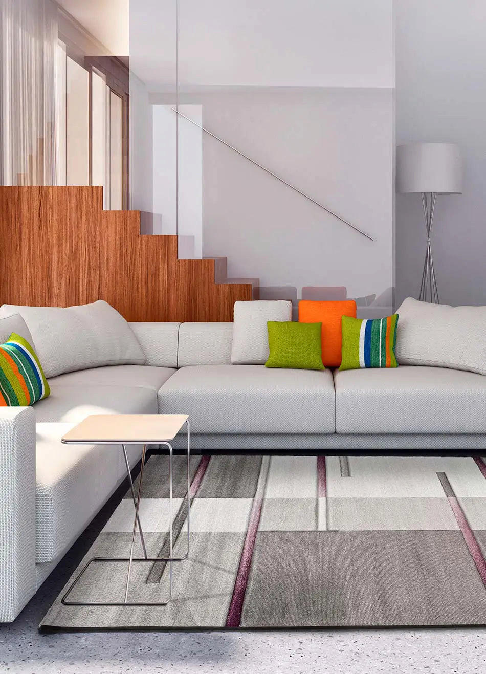 WEBTEPPICH Flieder / Grau Detroit 160/230 cm - Flieder/Grau, Naturmaterialien/Textil (160/230cm) - Atticgo