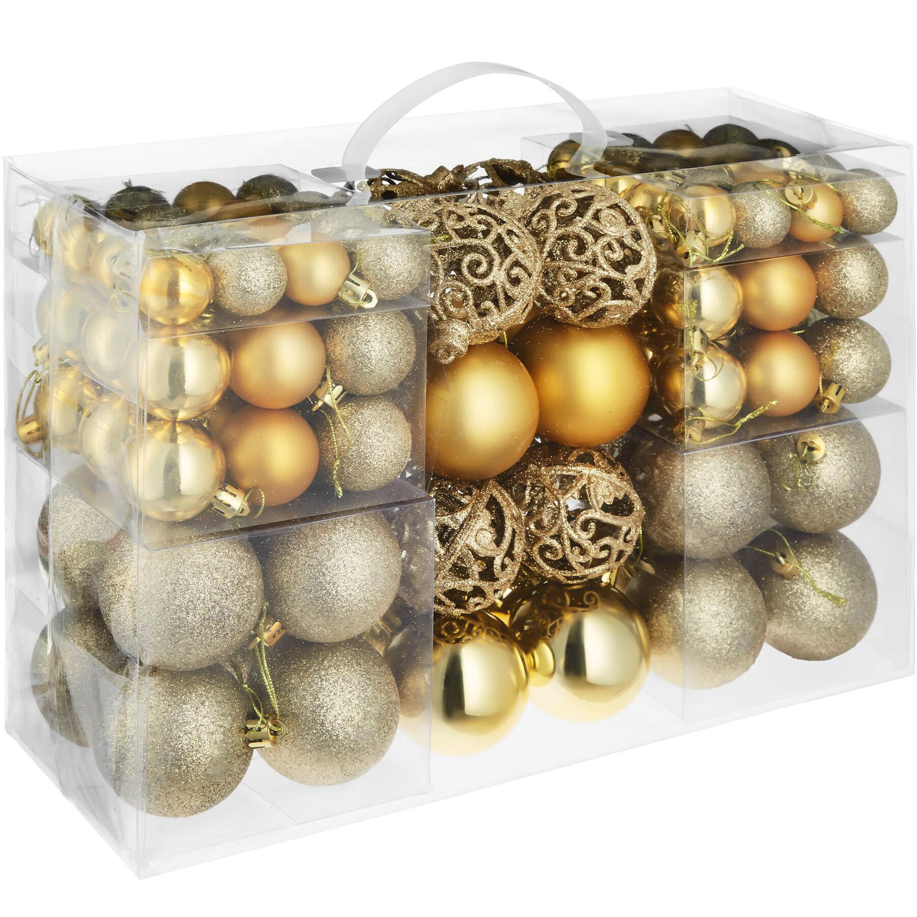 WEIHNACHTSKUGELN ,Durchmesser 3, 4 und 6 cm,gold - Goldfarben, Textil (6/6/6cm) - tectake