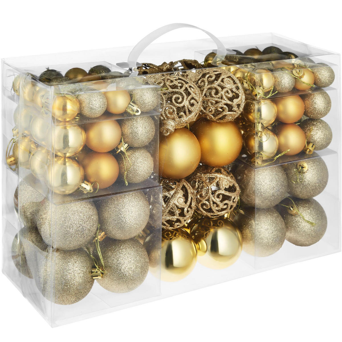 WEIHNACHTSKUGELN ,Durchmesser 3, 4 und 6 cm,gold - Goldfarben, Textil (6/6/6cm) - tectake
