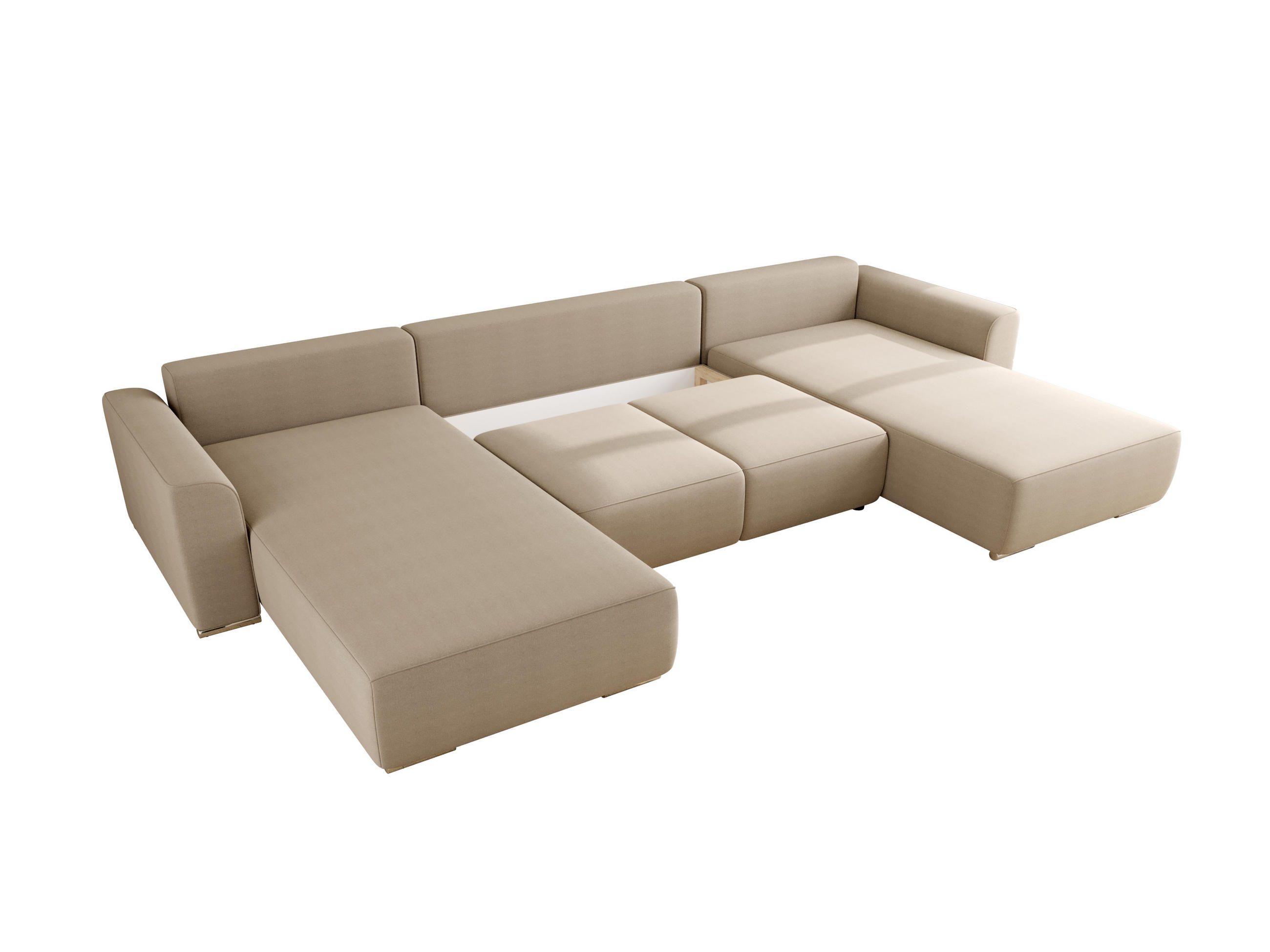 WOHNLANDSCHAFT GUSTO U Como02 mit Schlaffunktion - Beige, Textil (368/85/193cm) - Bedante