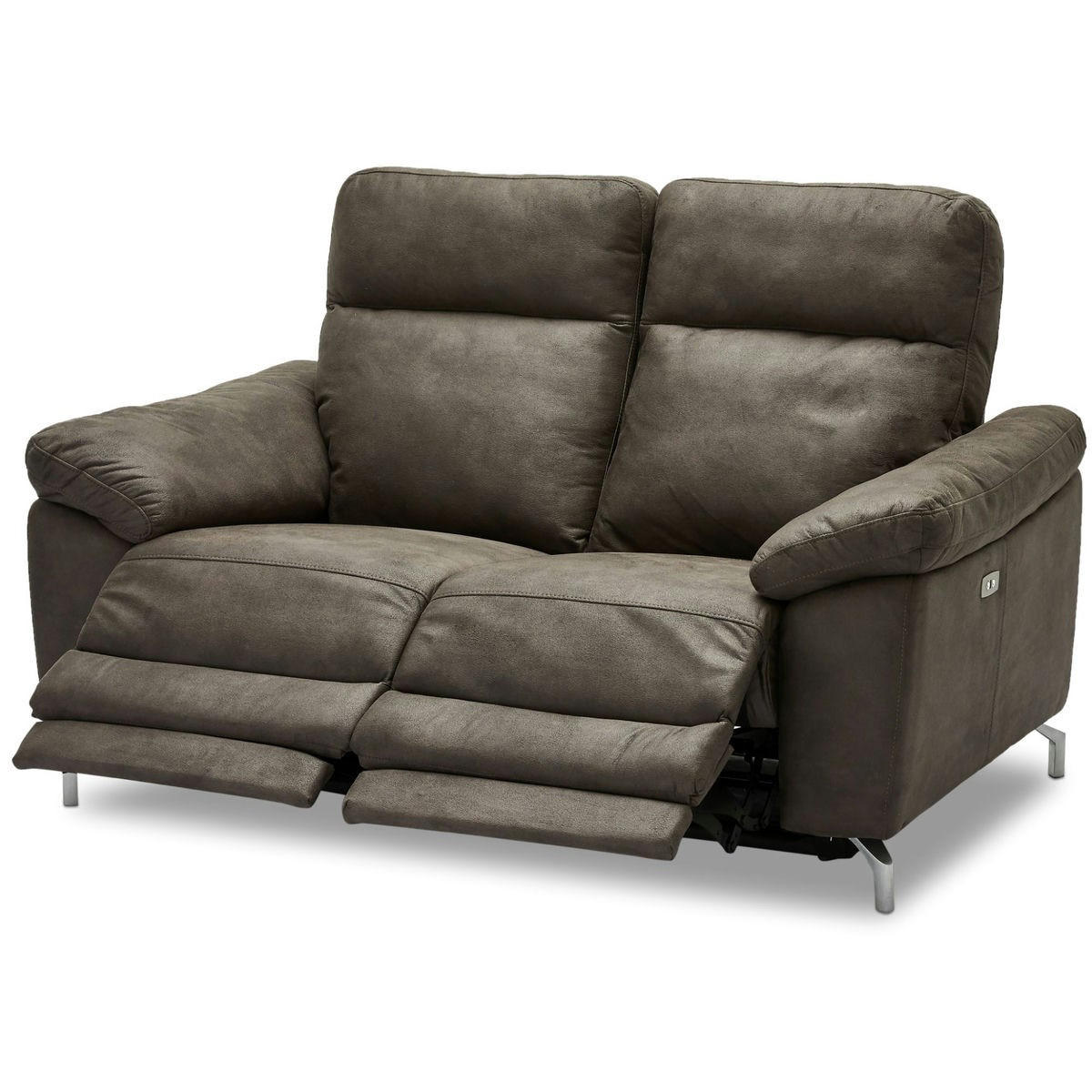 ZWEISITZER-SOFA Mikrofaser Braun (Taupe) - Braun, Leder/Metall (162/101/96cm) - Furnhouse